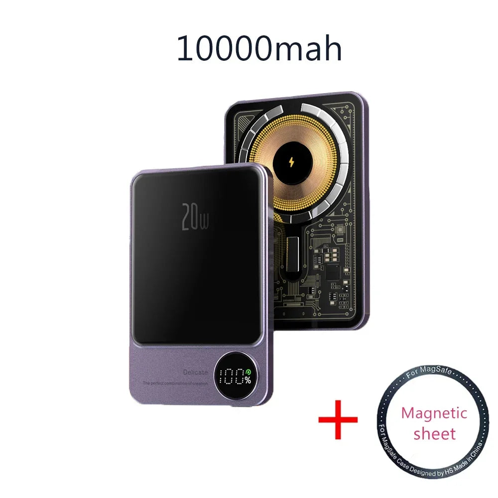 2024 New Transparent Macsafe Power Bank 15W Magnetic Wireless Charger For iPhone 12 13 14 15 Pro Power Bank External Auxiliary