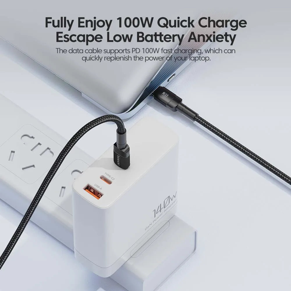 Toocki 100W USB Type C To USB C Cable PD 3.0 Fast Charging Charger Type-C Wire Cord For Macbook Samsung Xiaomi USB-C Cable 1M 2M