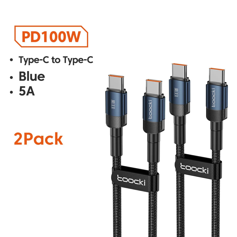 Toocki 100W USB Type C To USB C Cable PD 3.0 Fast Charging Charger Type-C Wire Cord For Macbook Samsung Xiaomi USB-C Cable 1M 2M