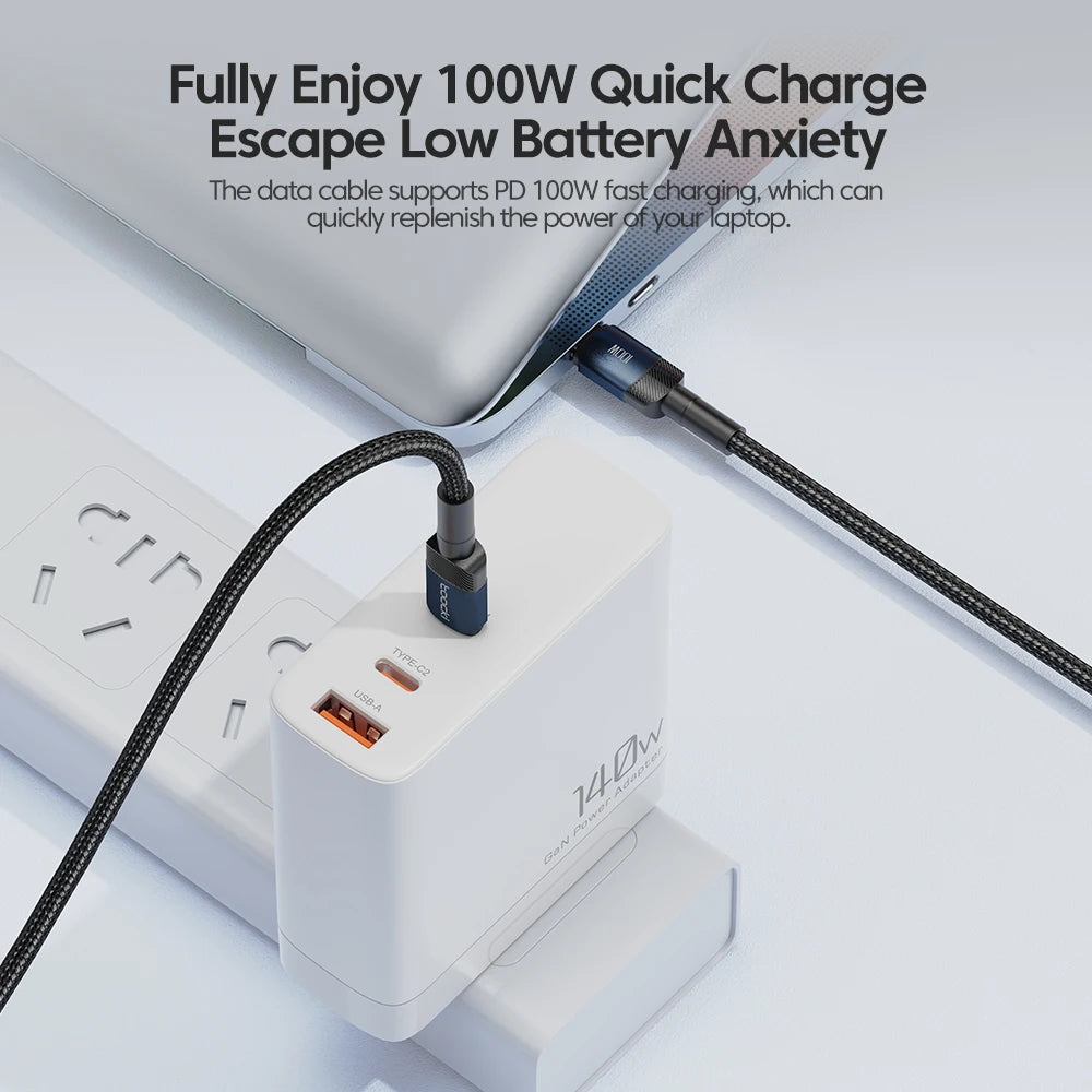 Toocki 100W USB Type C To USB C Cable PD 3.0 Fast Charging Charger Type-C Wire Cord For Macbook Samsung Xiaomi USB-C Cable 1M 2M