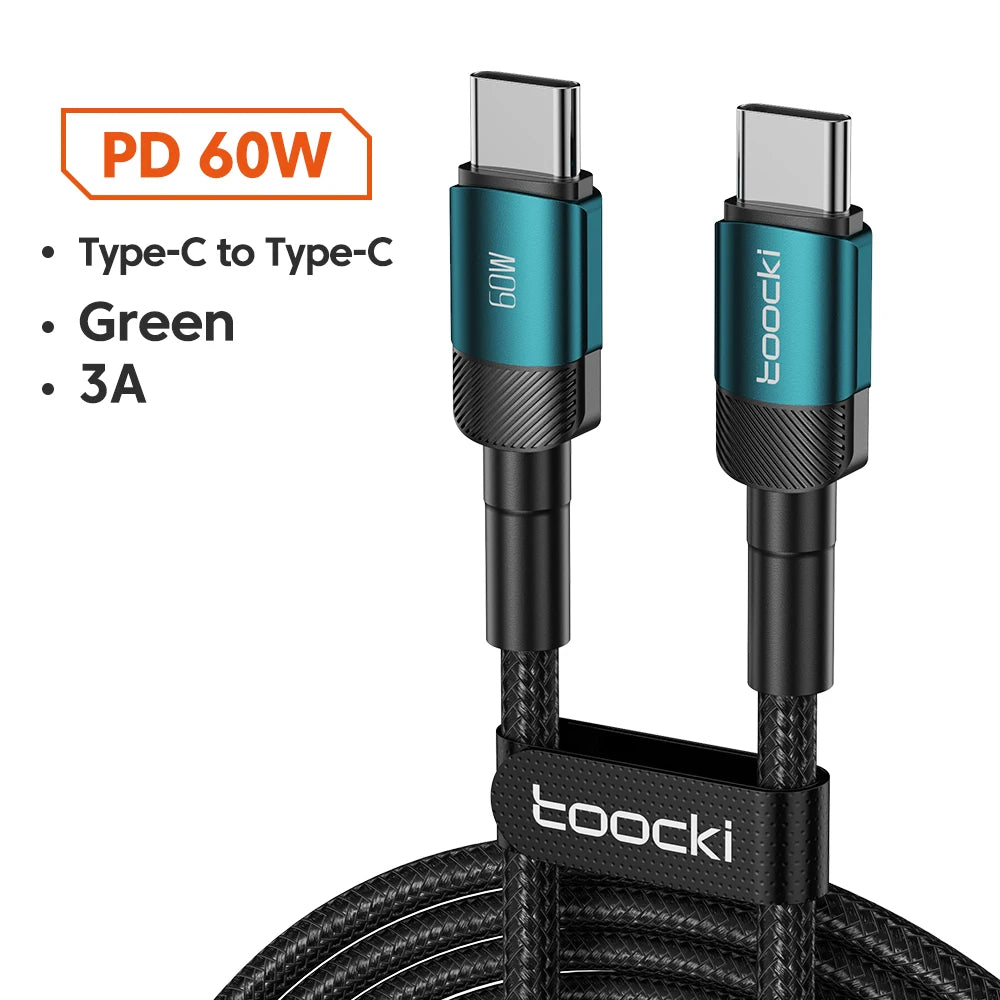 Toocki 100W USB Type C To USB C Cable PD 3.0 Fast Charging Charger Type-C Wire Cord For Macbook Samsung Xiaomi USB-C Cable 1M 2M