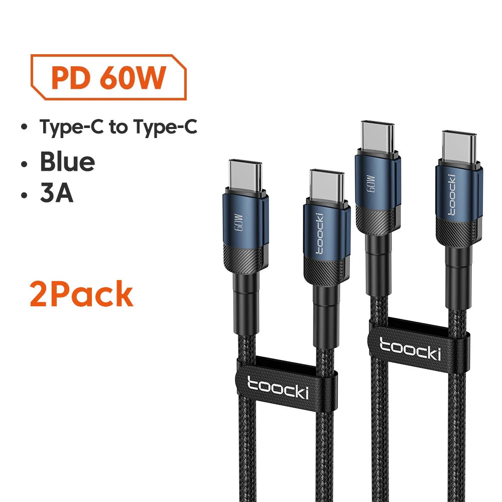 Toocki 100W USB Type C To USB C Cable PD 3.0 Fast Charging Charger Type-C Wire Cord For Macbook Samsung Xiaomi USB-C Cable 1M 2M