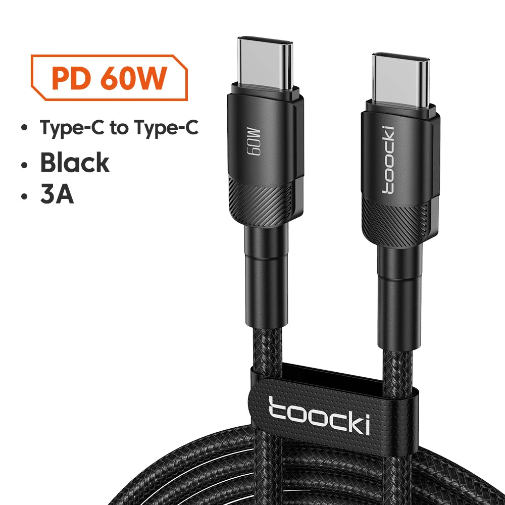 Toocki 100W USB Type C To USB C Cable PD 3.0 Fast Charging Charger Type-C Wire Cord For Macbook Samsung Xiaomi USB-C Cable 1M 2M