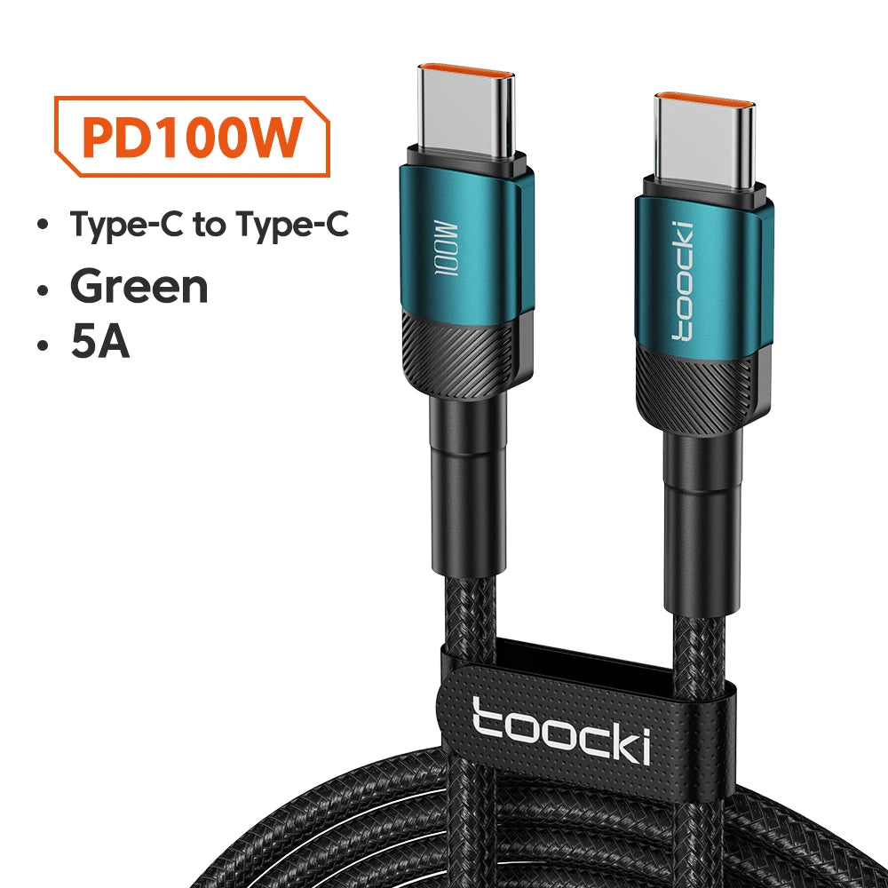 Toocki 100W USB Type C To USB C Cable PD 3.0 Fast Charging Charger Type-C Wire Cord For Macbook Samsung Xiaomi USB-C Cable 1M 2M