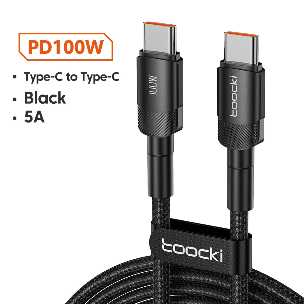 Toocki 100W USB Type C To USB C Cable PD 3.0 Fast Charging Charger Type-C Wire Cord For Macbook Samsung Xiaomi USB-C Cable 1M 2M