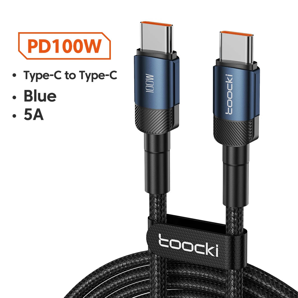 Toocki 100W USB Type C To USB C Cable PD 3.0 Fast Charging Charger Type-C Wire Cord For Macbook Samsung Xiaomi USB-C Cable 1M 2M