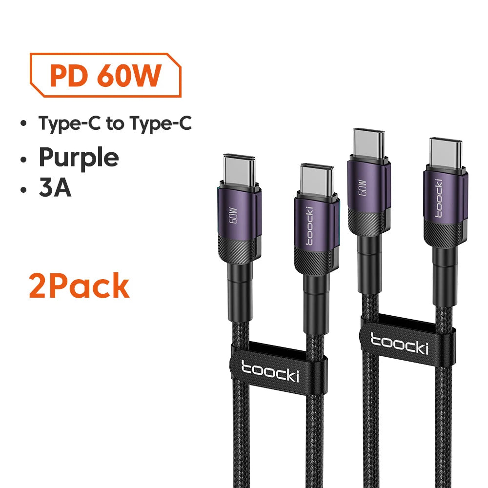 Toocki 100W USB Type C To USB C Cable PD 3.0 Fast Charging Charger Type-C Wire Cord For Macbook Samsung Xiaomi USB-C Cable 1M 2M