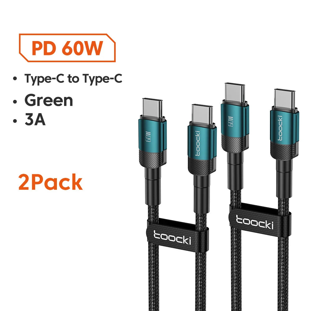 Toocki 100W USB Type C To USB C Cable PD 3.0 Fast Charging Charger Type-C Wire Cord For Macbook Samsung Xiaomi USB-C Cable 1M 2M
