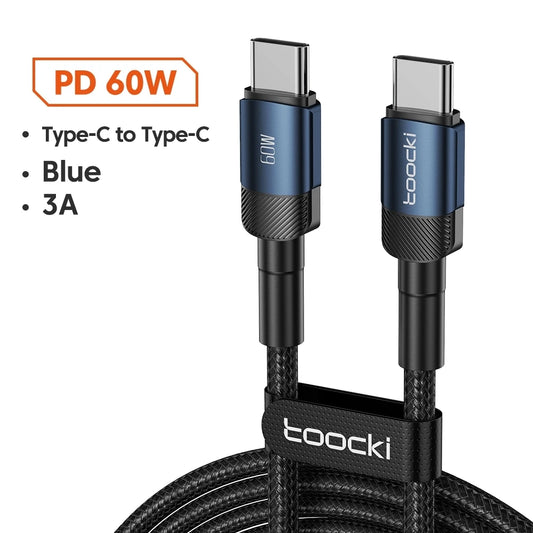 Toocki 100W USB Type C To USB C Cable PD 3.0 Fast Charging Charger Type-C Wire Cord For Macbook Samsung Xiaomi USB-C Cable 1M 2M